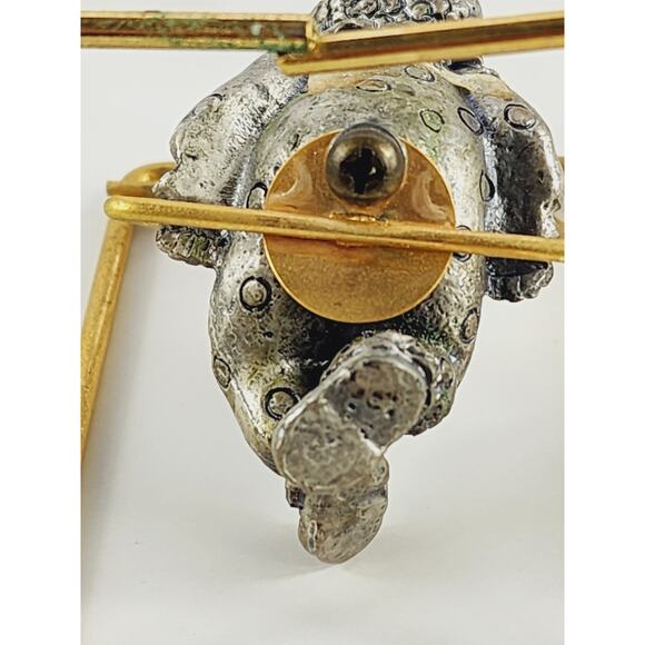 Mini Pewter Clown On Brass Swing 3 1/4" Figurine 90's George Good Home Decor Vtg - Picture 11 of 14